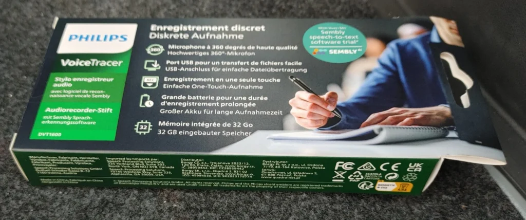 Philips VoiceTracer DVT1600 Audio Recorder Pen