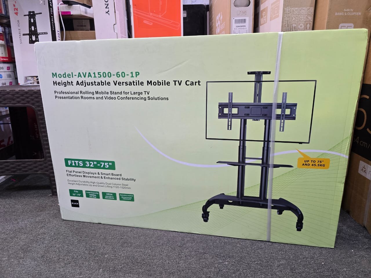 Adjustable Versatile Mobile Tv Cart (ava1500-60-1p)